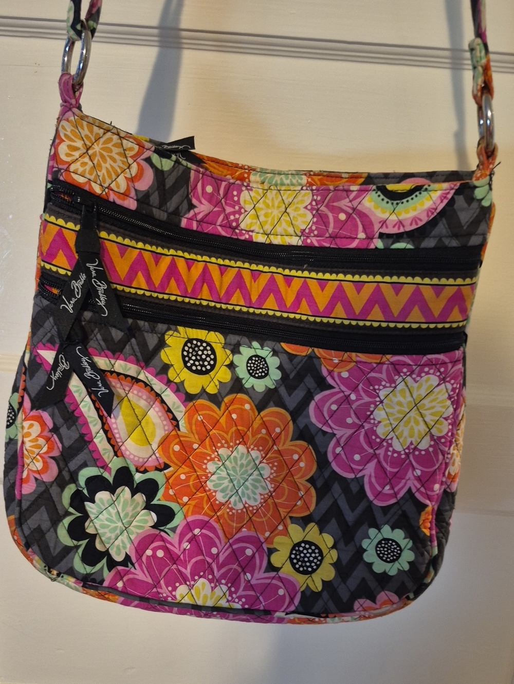Vera Bradley Quilted Floral Crossbody in Pink, Orange, Yellow, Green
